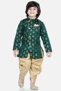 Buy Boy's Green Full Sleeve Jacquard Sherwani Online