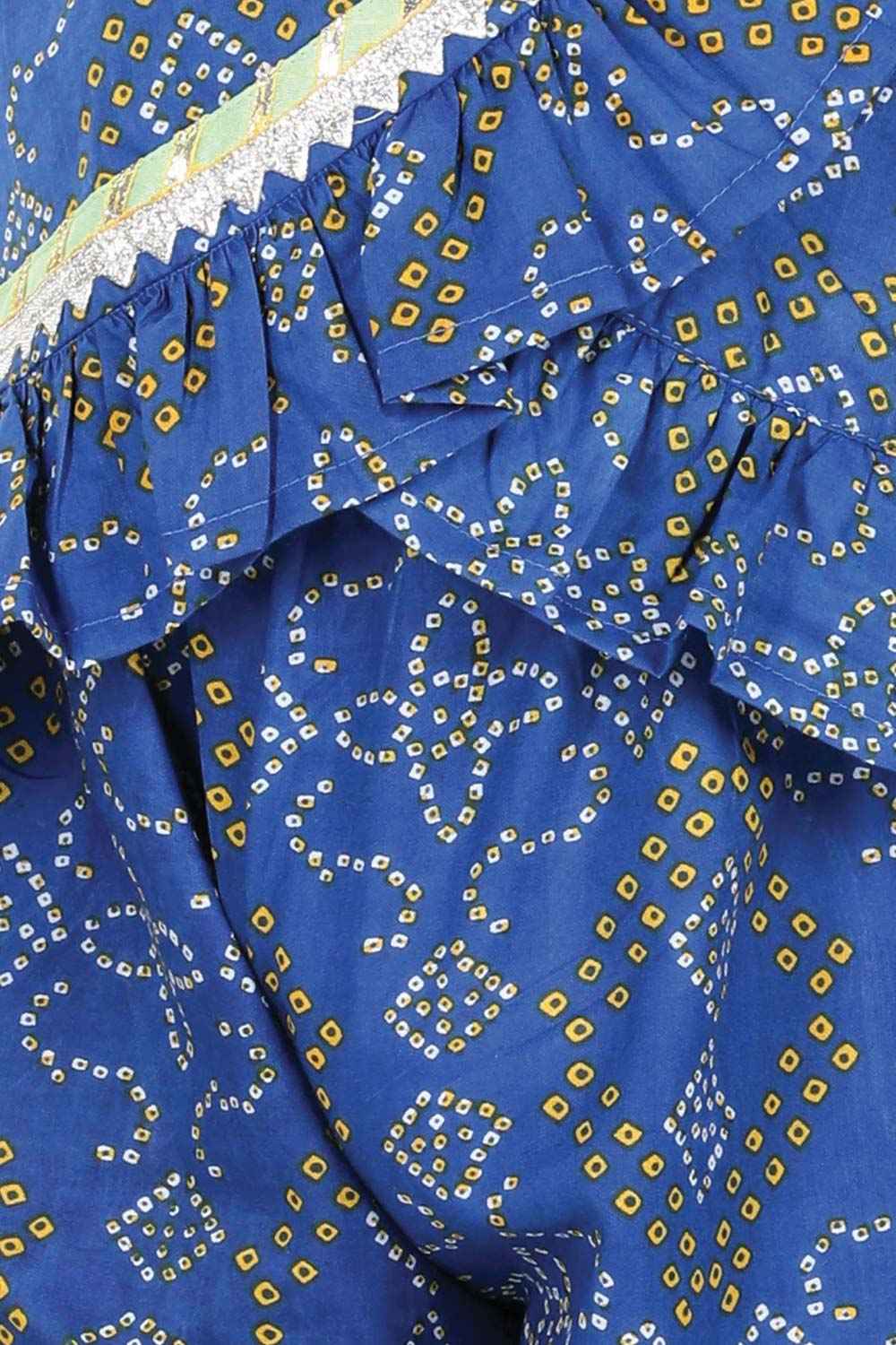 Buy Girl's Blue Cotton Kurta With Harem Online - Side
