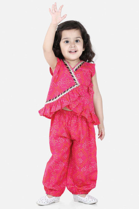Buy Girl's Pink Cotton Kurta With Harem Online