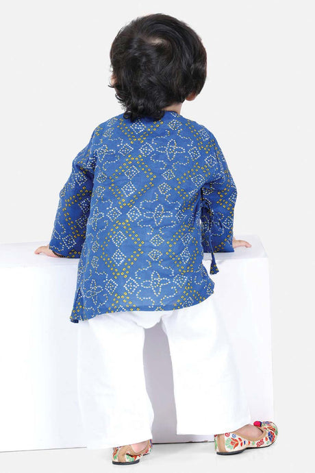 Buy Boy's Blue Full Sleeve Cotton Kurta Pajama Set Online - Back