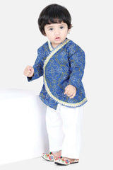 Buy Boy's Blue Full Sleeve Cotton Kurta Pajama Set Online - Front