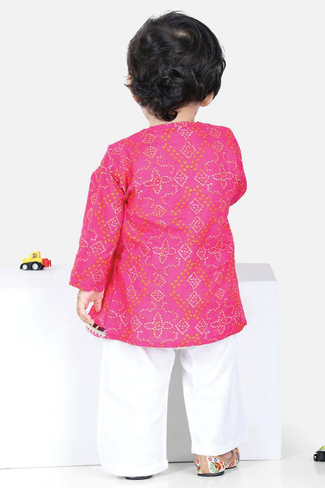 Buy Boy's Pink Full Sleeve Cotton Kurta Pajama Set Online - Back