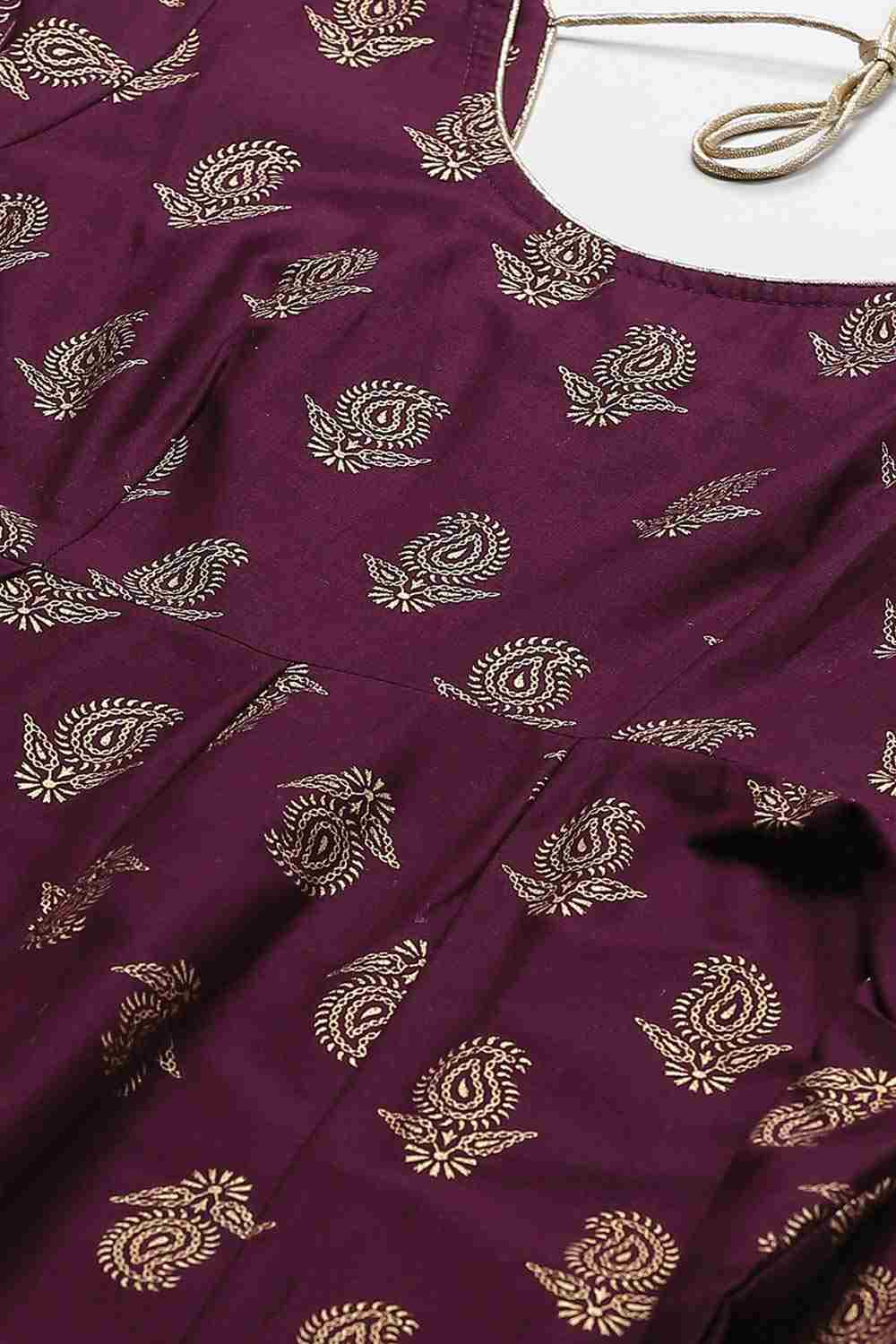 Buy Men's Copper Silk Blend Floral Printed Men's Kurta Pajama Jacket Set Online