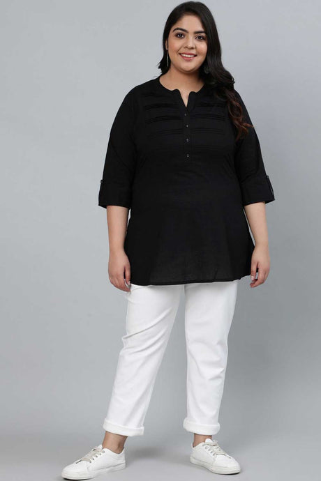 Buy Black Cotton Staright Pleated Tunic Online