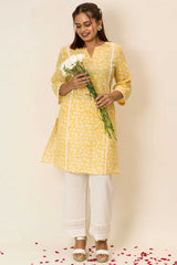 Nargis Hand block Print Palazzo Suit Sets In Yellow