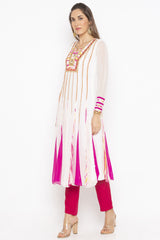 Georgette Anarkali Kurta Top In Off White