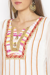 Georgette Anarkali Kurta Top In Off White