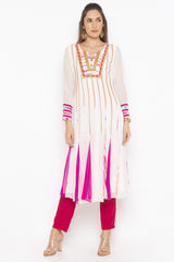 Georgette Anarkali Kurta Top In Off White