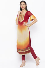 Georgette Straight Kurta Top In Maroon