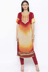 Georgette Straight Kurta Top In Maroon