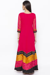 Georgette Anarkali Kurta Top In Pink