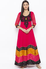 Georgette Anarkali Kurta Top In Pink