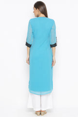 Georgette Straight Kurta Top In Blue