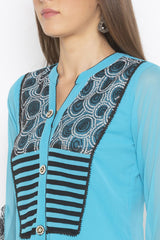 Georgette Straight Kurta Top In Blue