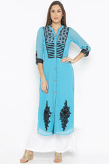 Georgette Straight Kurta Top In Blue