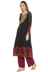 Georgette A Line Kurta Top In Black