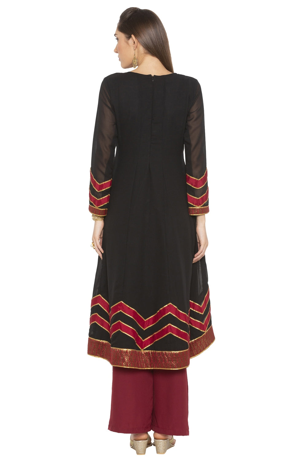 Georgette A Line Kurta Top In Black