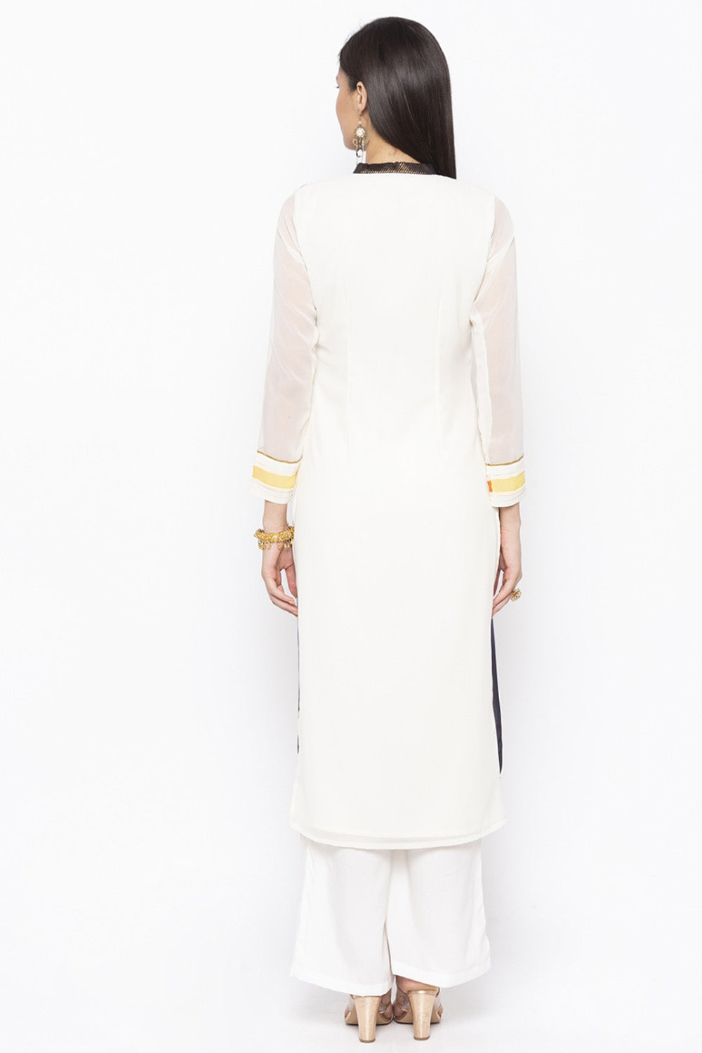 Georgette Straight Kurta Top In White