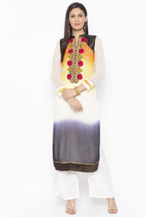 Georgette Straight Kurta Top In White