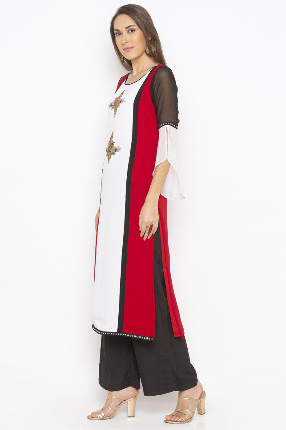 Georgette Straight Kurta Top In Off White