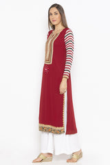 Georgette Straight Kurta Top In Maroon