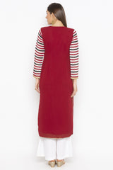 Georgette Straight Kurta Top In Maroon