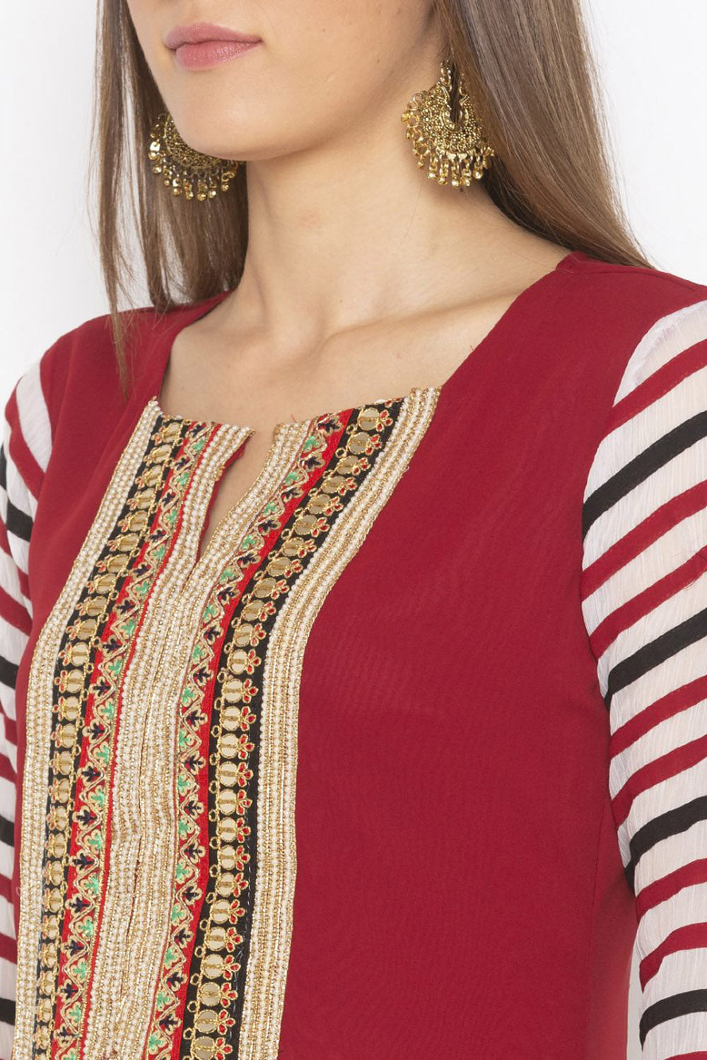 Georgette Straight Kurta Top In Maroon