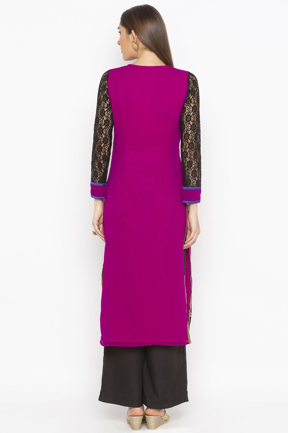 Georgette Straight Kurta Top In Purple