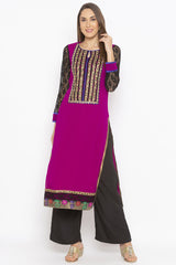 Georgette Straight Kurta Top In Purple