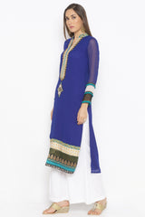 Georgette Straight Kurta Top In Dark Blue