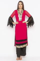 Georgette Straight Kurta Top In Pink