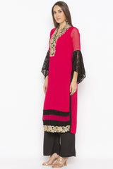 Georgette Straight Kurta Top In Pink