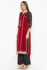 Georgette Straight Kurta Top In Maroon