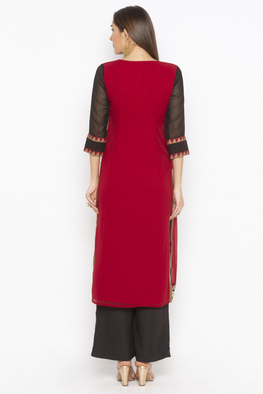 Georgette Straight Kurta Top In Maroon