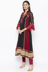 Georgette A Line Kurta Top In Black