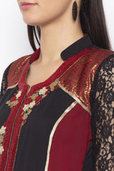 Georgette A Line Kurta Top In Black