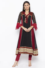 Georgette A Line Kurta Top In Black