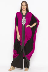 Blended Cotton Kaftan Style Kurta Top In Pink