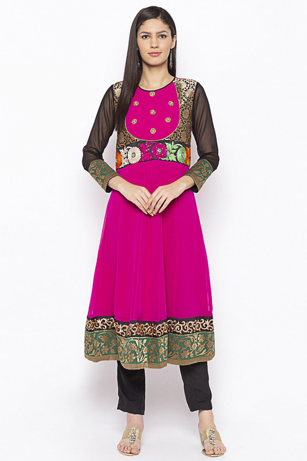 Georgette Anarkali Kurta Top In Pink