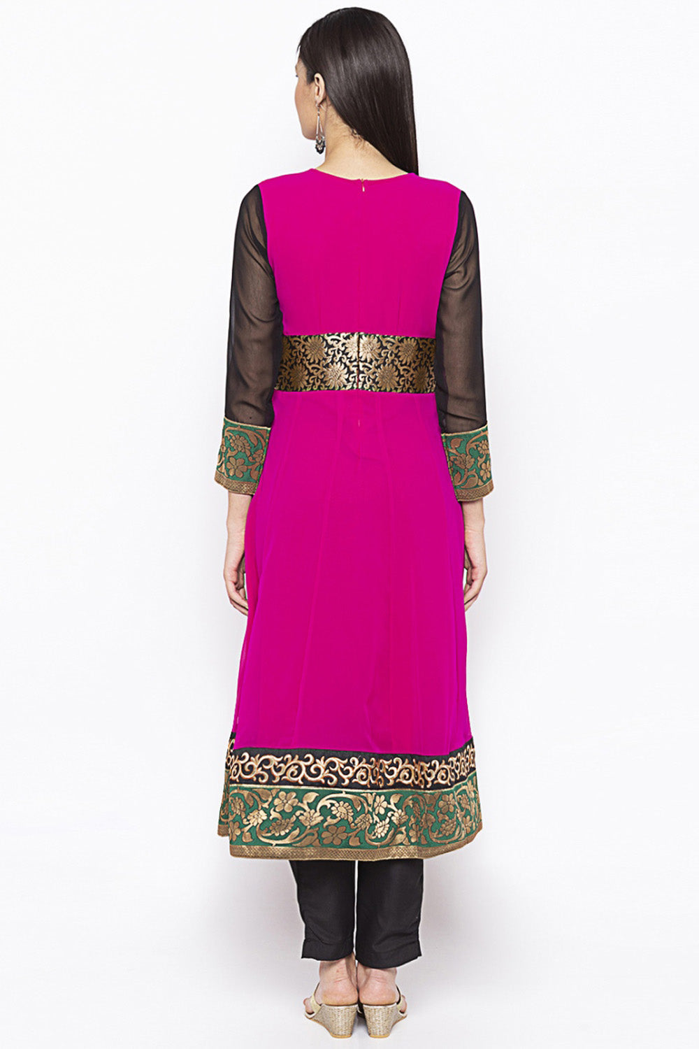 Georgette Anarkali Kurta Top In Pink