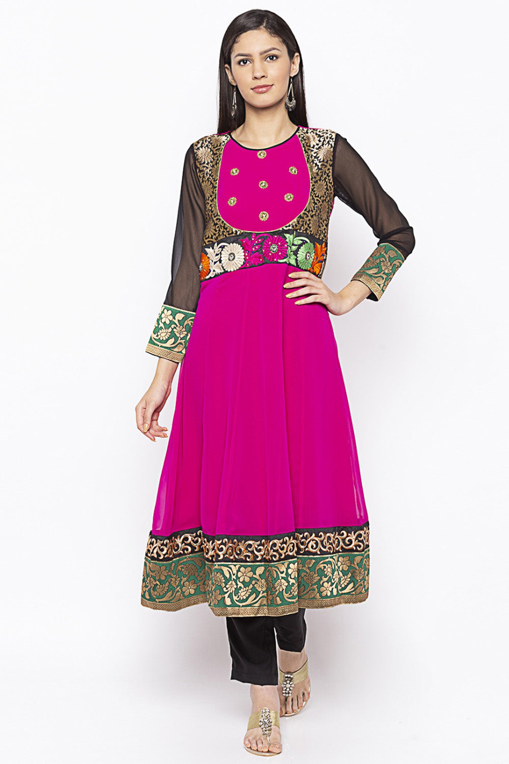 Georgette Anarkali Kurta Top In Pink