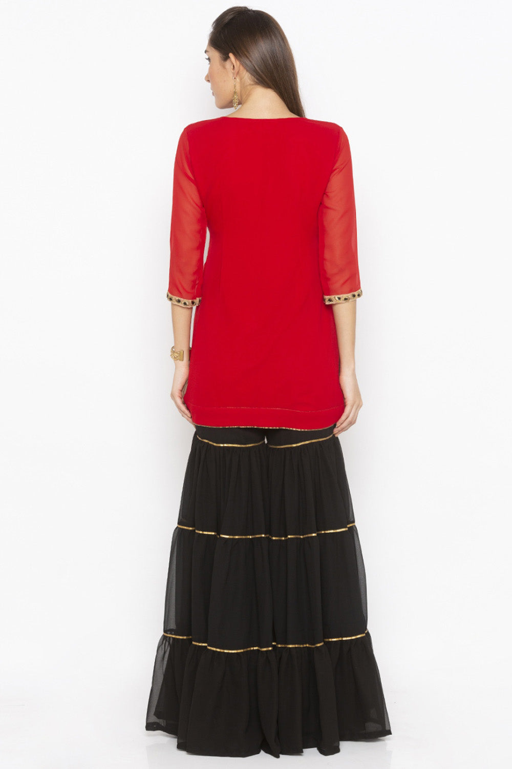 Georgette Short Kurta Top In Red