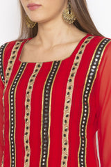 Georgette Short Kurta Top In Red