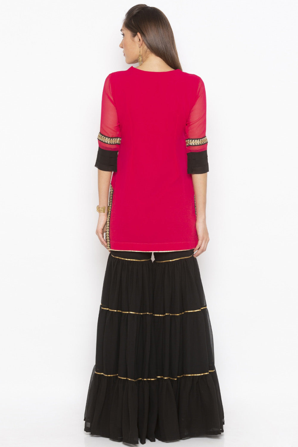 Georgette Short Kurta Top In Pink