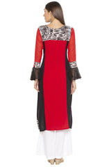 Crepe Straight Kurta Top In Red