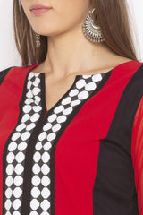 Crepe Straight Kurta Top In Red