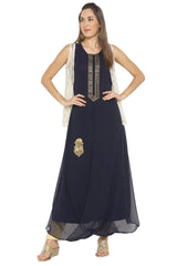 Georgette Solid Kurta Top In Blue