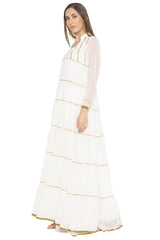 Georgette A Line Kurta Top In White