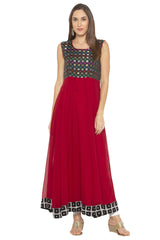 Georgette Anarkali Kurta Top In Maroon