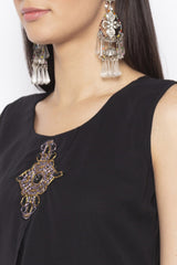 Blended Cotton Asymmetric Kurti In Black